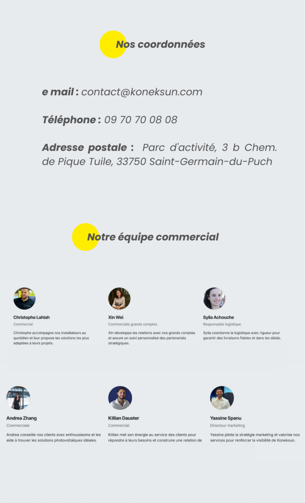 commercial et coordonnées